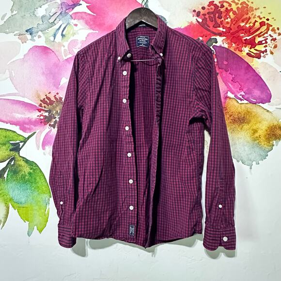 Abercrombie & Fitch Cotton Blend Shirt Med Plaid Check Outdoors Grunge Button Up - Picture 1 of 4